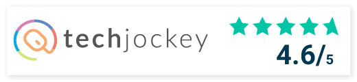Techjockey Logo with rating